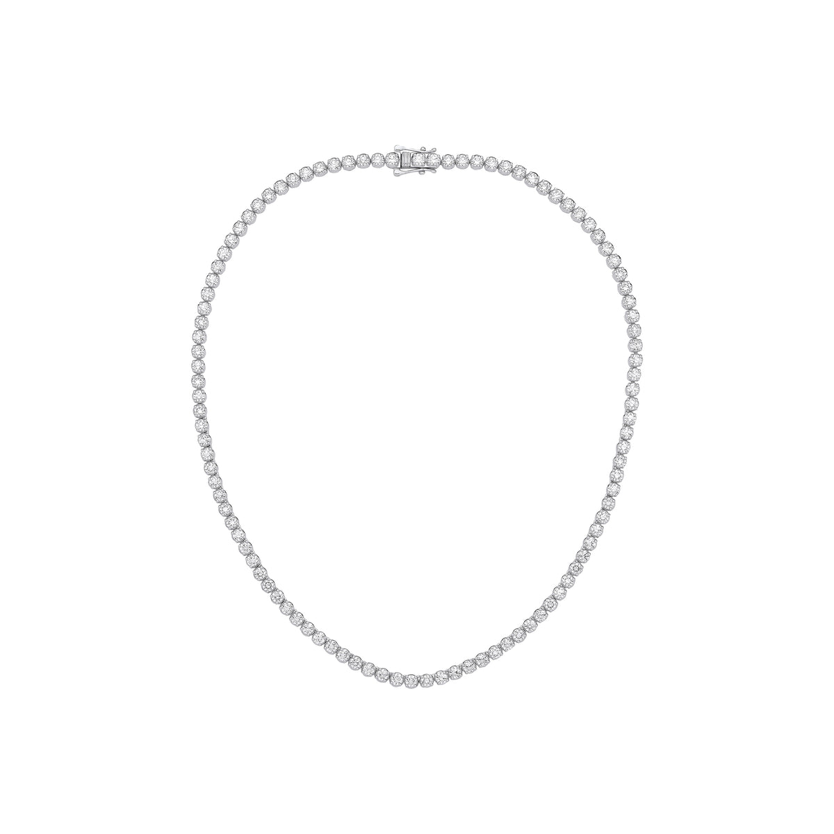 10.00ct Lab-Grown Round Brilliant Diamond Tennis Necklace – 17 Inch | WGI Certified - 9K White Gold