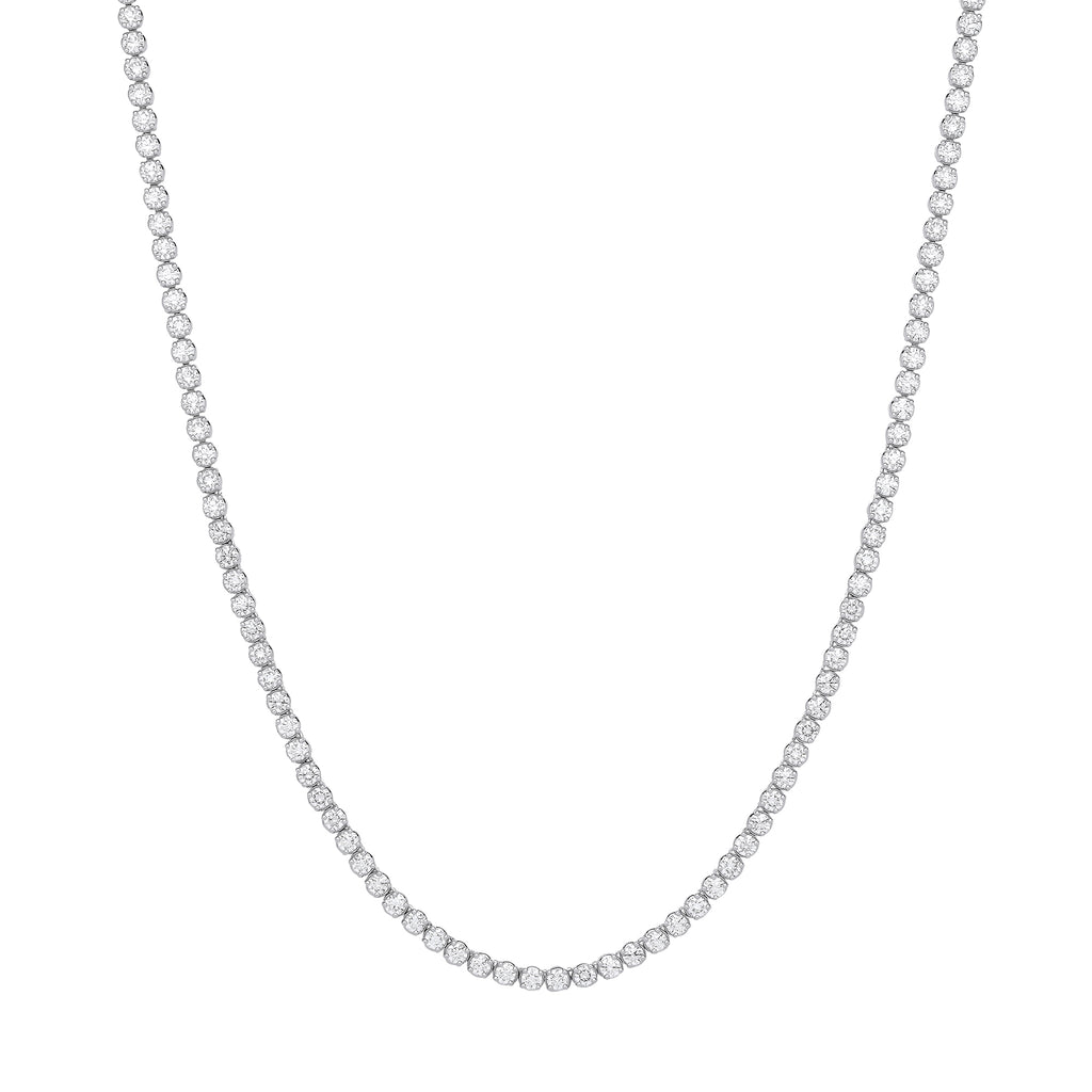 15.00ct Lab-Grown Round Brilliant Diamond Tennis Necklace – 17 Inch | WGI Certified -9K White Gold