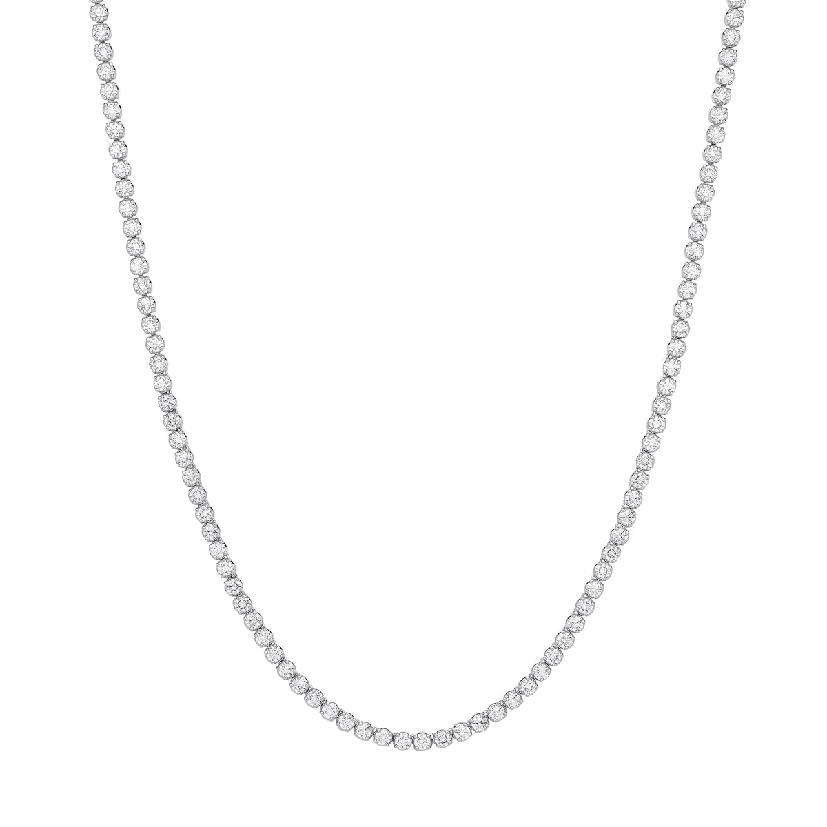 15.00ct Lab-Grown Round Brilliant Diamond Tennis Necklace – 17 Inch | WGI Certified -9K White Gold