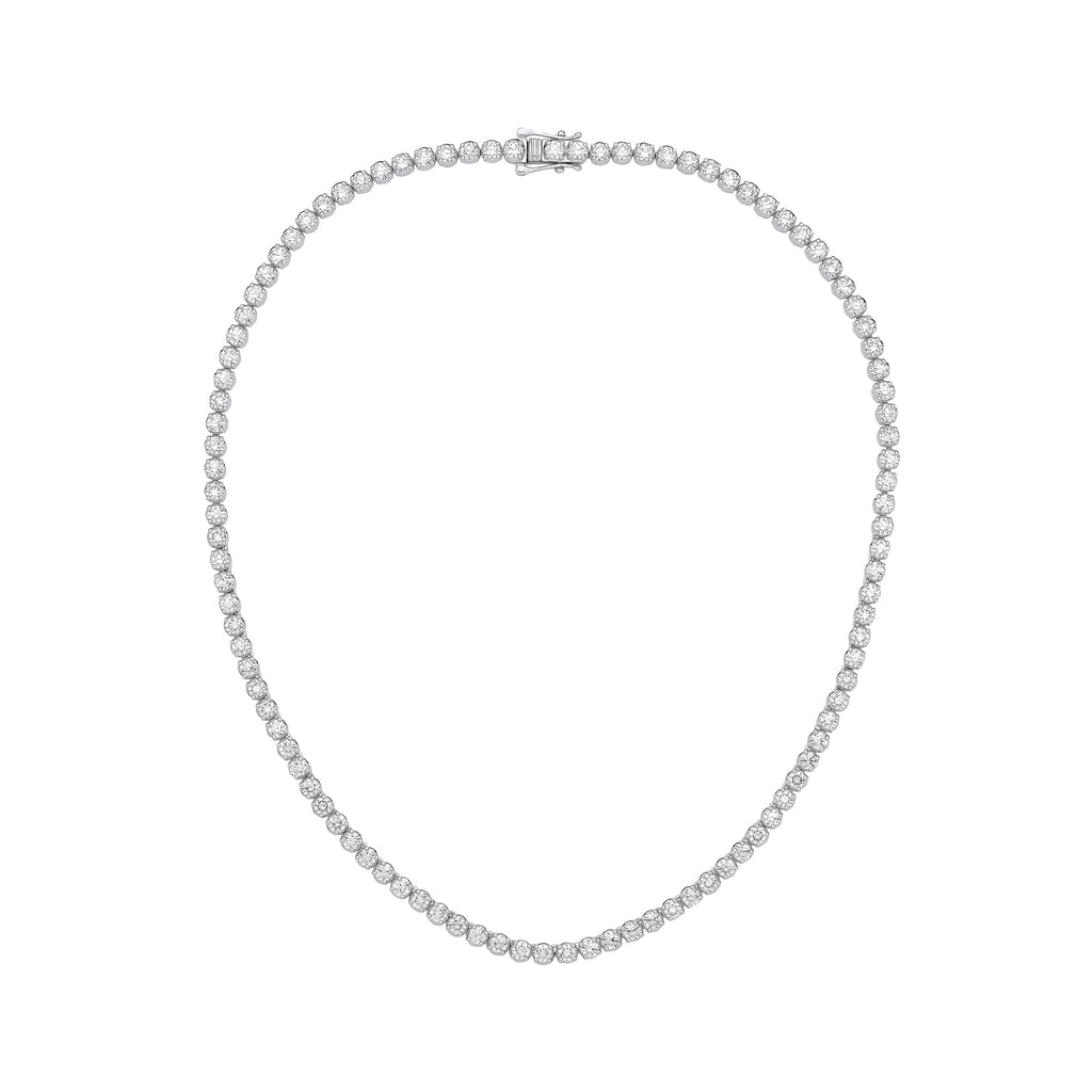 15.00ct Lab-Grown Round Brilliant Diamond Tennis Necklace – 17 Inch | WGI Certified -9K White Gold