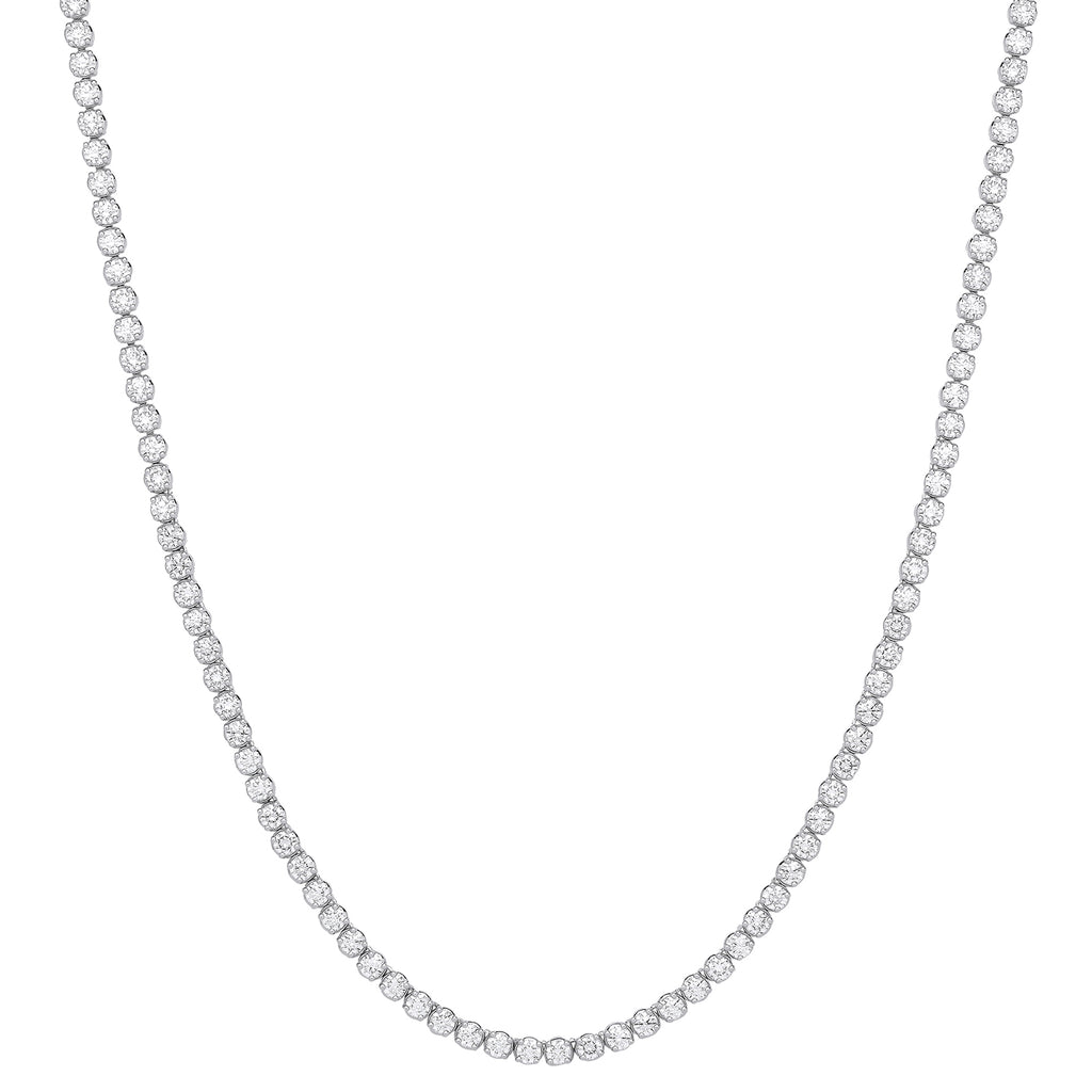 20.00ct Lab-Grown Round Brilliant Diamond Tennis Necklace – 17 Inch | WGI Certified -9K White Gold