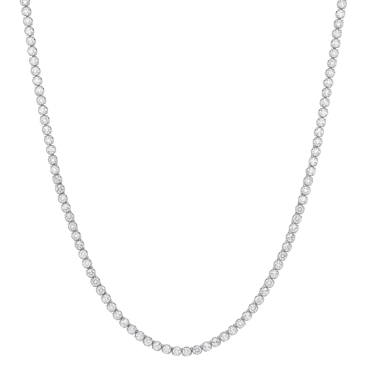 20.00ct Lab-Grown Round Brilliant Diamond Tennis Necklace – 17 Inch | WGI Certified -9K White Gold