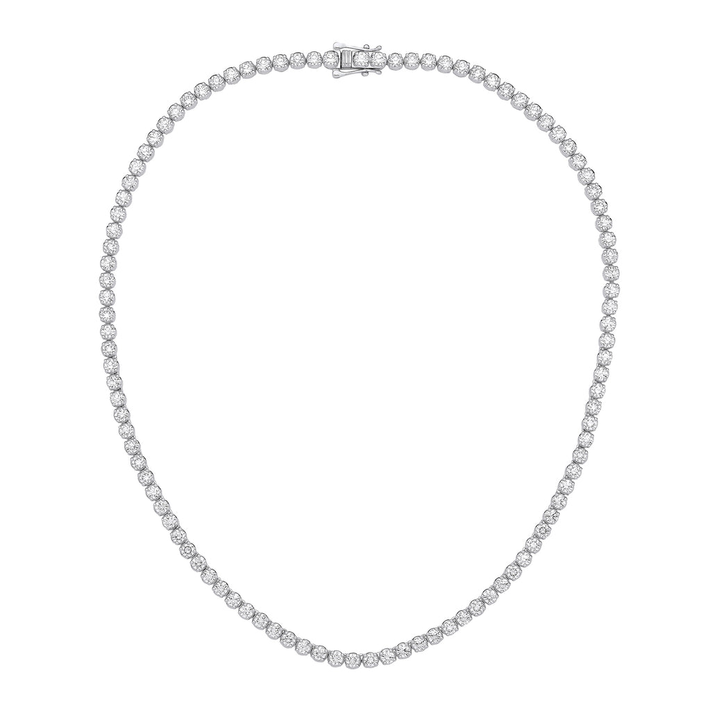 20.00ct Lab-Grown Round Brilliant Diamond Tennis Necklace – 17 Inch | WGI Certified -9K White Gold