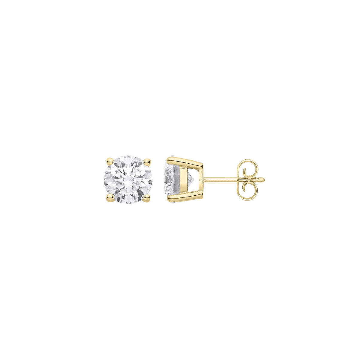 1.00ct Lab Grown Round Brilliant Diamond Stud Earrings 18K Yellow Gold – IGI Certified