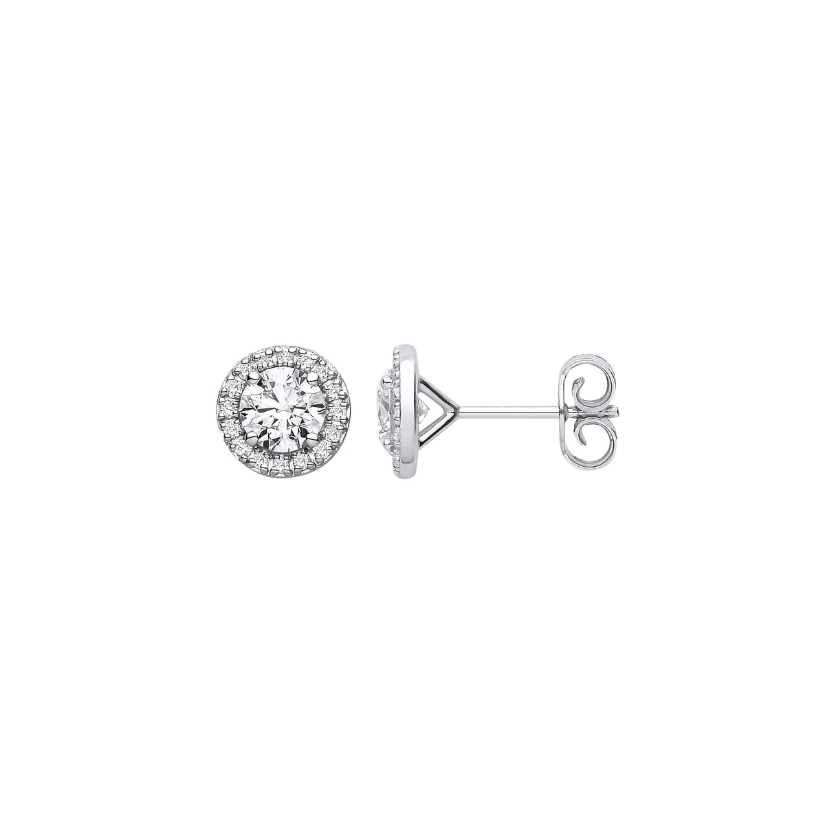 1.16ct Lab Grown Round Brilliant Diamond Halo Stud Earrings 9K White Gold – IGI Certified
