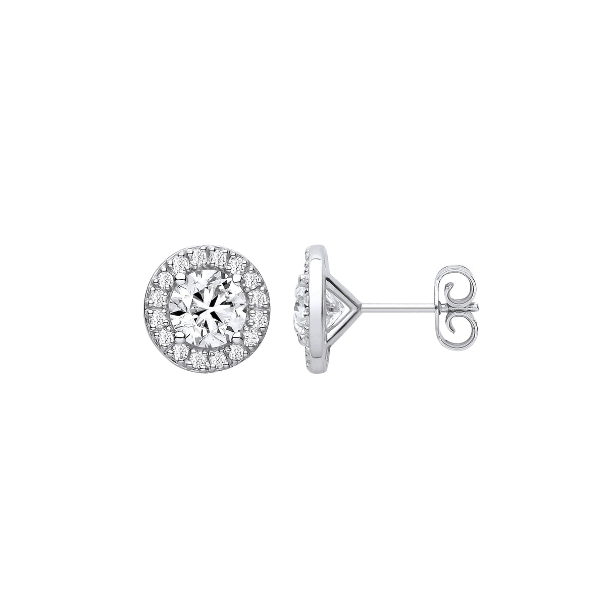 2.38ct Lab Grown Round Brilliant Diamond Halo Stud Earrings 9K White Gold – IGI Certified
