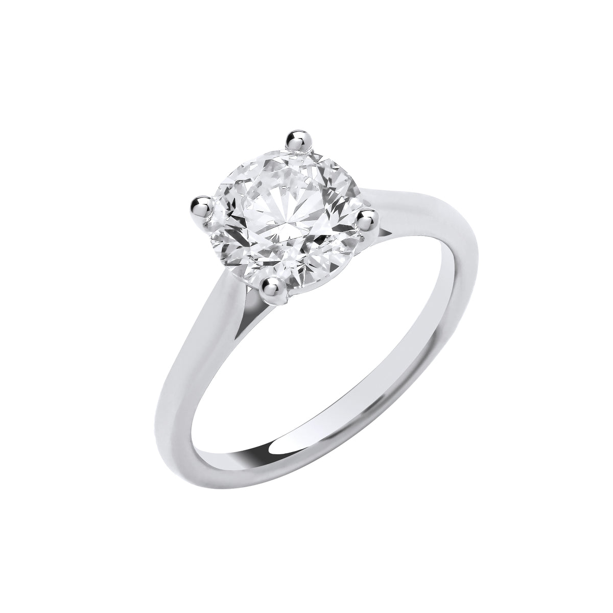 2.00ct Lab Grown Round Brilliant Solitaire Diamond Engagement Ring 18K White Gold– IGI Certified