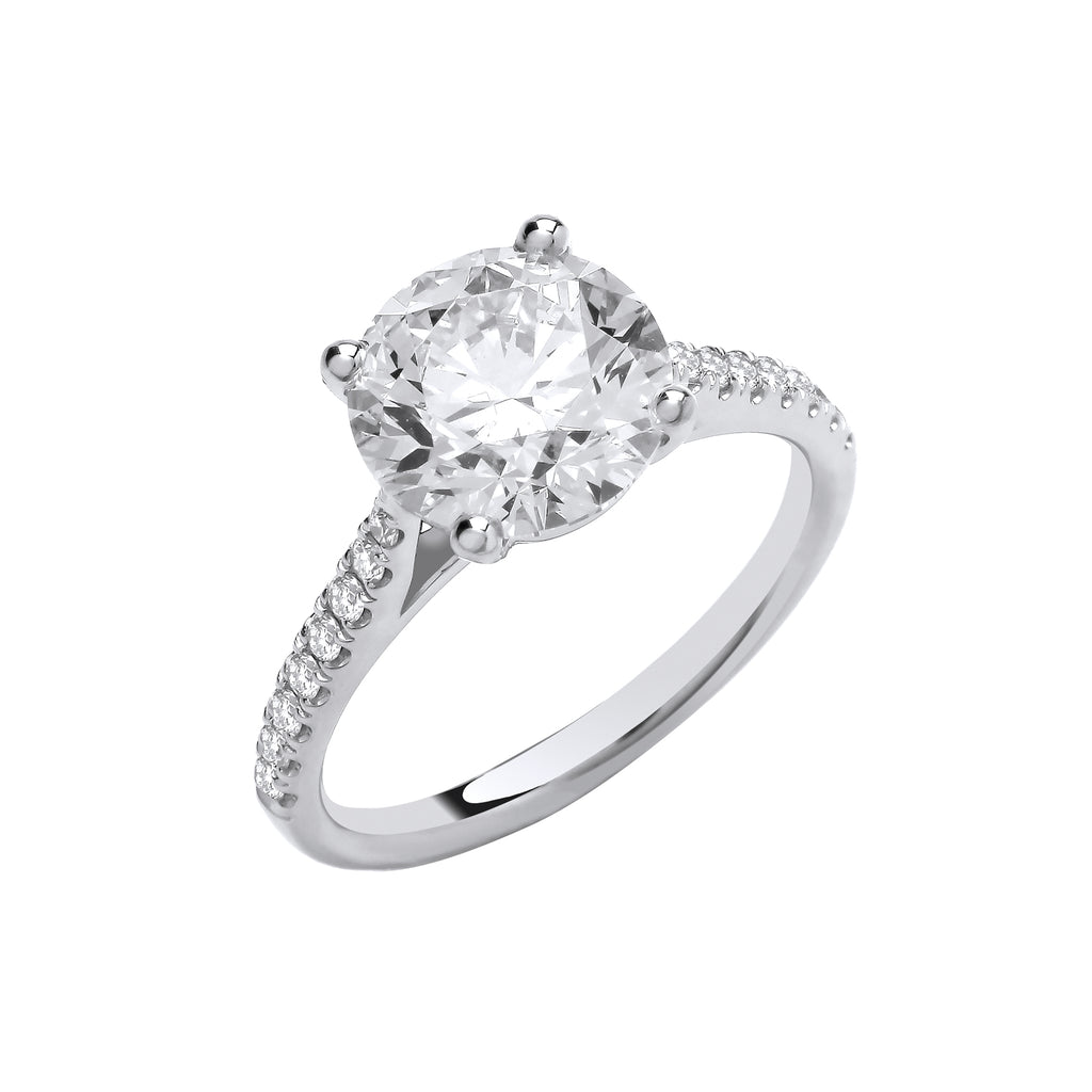2.17ct Lab Grown Round Brilliant Diamond Shoulder Engagement Ring 18K White Gold – IGI Certified