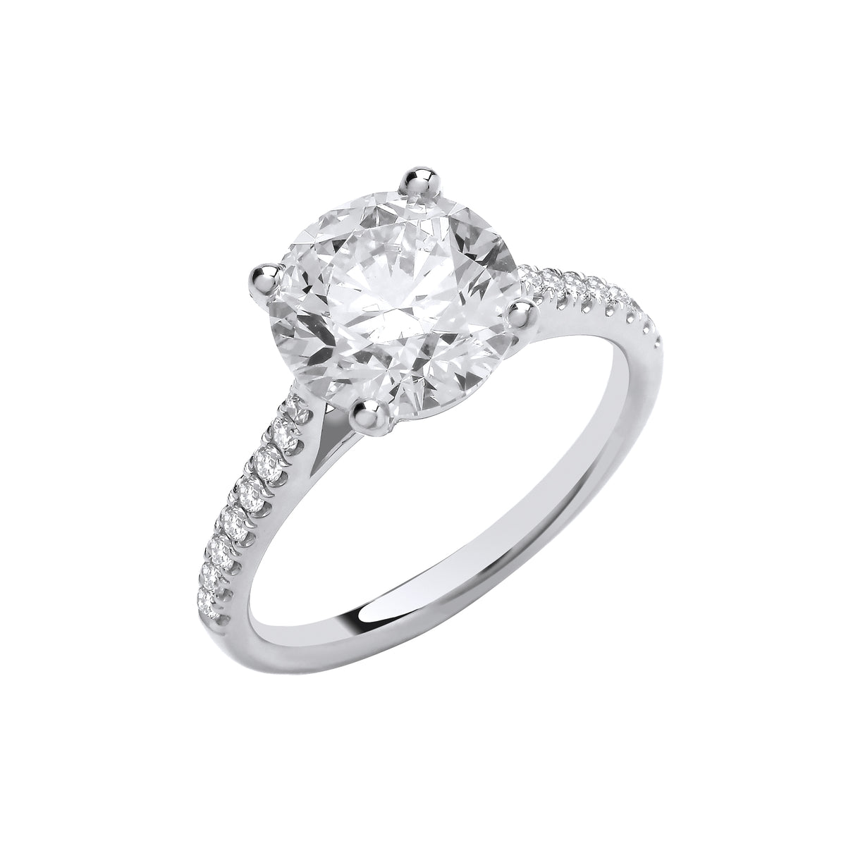 2.17ct Lab Grown Round Brilliant Diamond Shoulder Engagement Ring 18K White Gold – IGI Certified