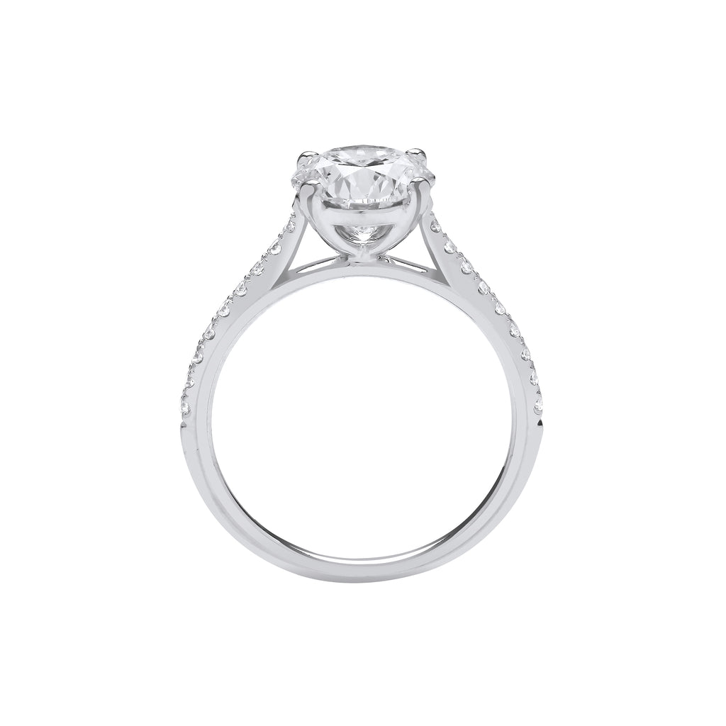 2.17ct Lab Grown Round Brilliant Diamond Shoulder Engagement Ring 18K White Gold – IGI Certified