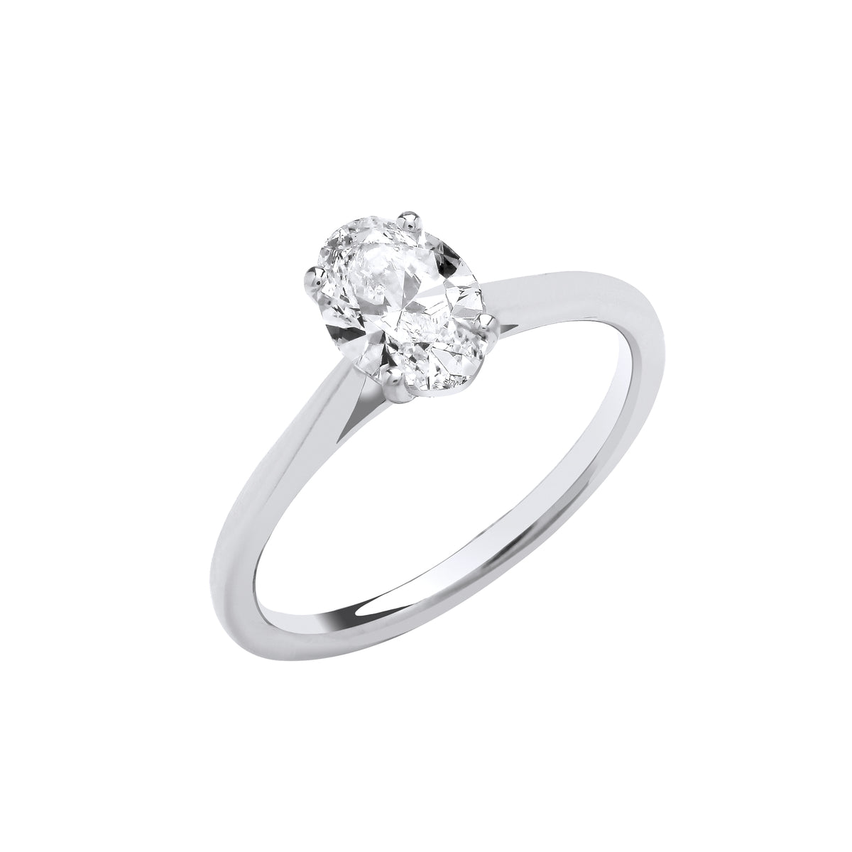 1.00ct Lab Grown Oval Cut Solitaire Diamond Engagement Ring 18K White Gold– IGI Certified