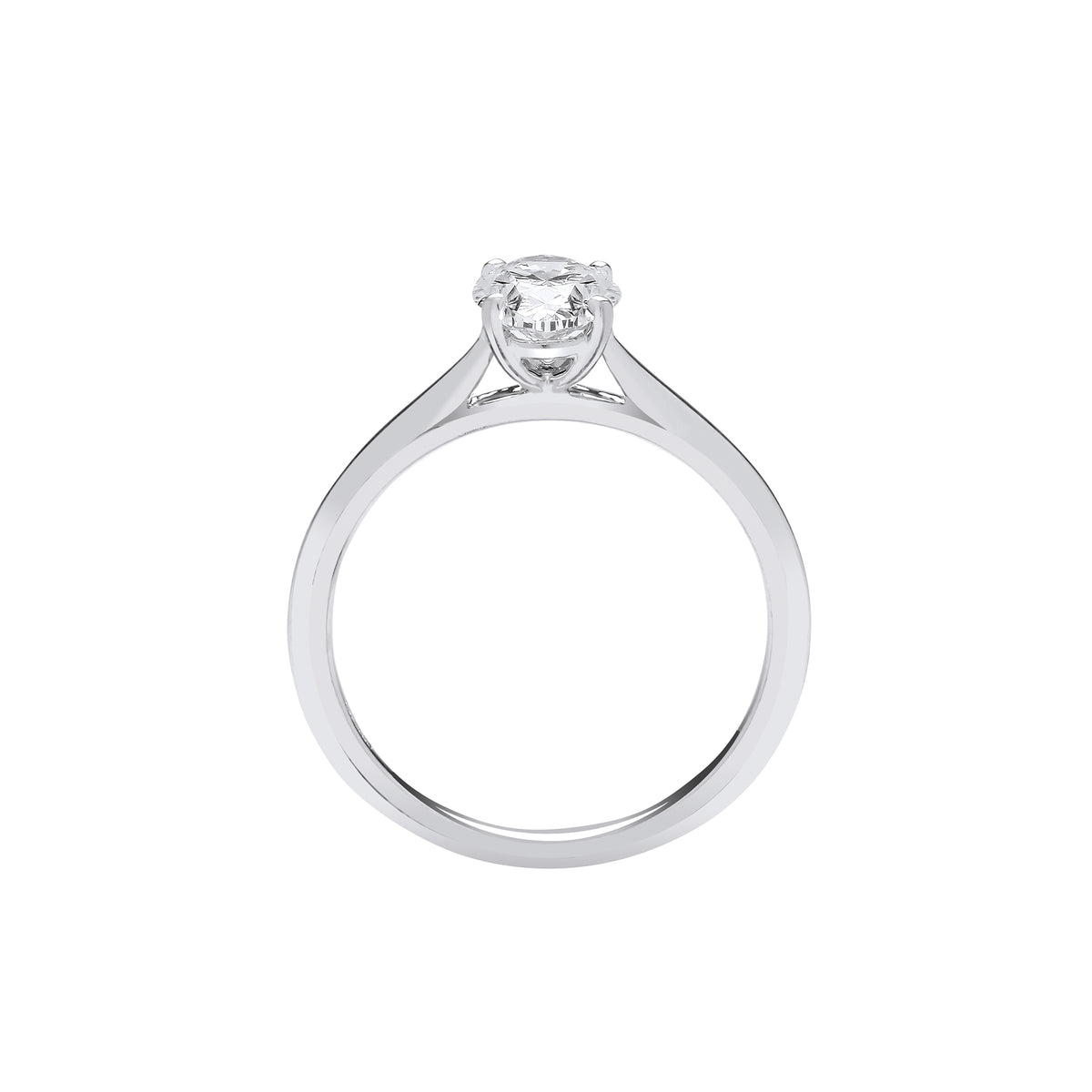 1.00ct Lab Grown Oval Cut Solitaire Diamond Engagement Ring 18K White Gold– IGI Certified