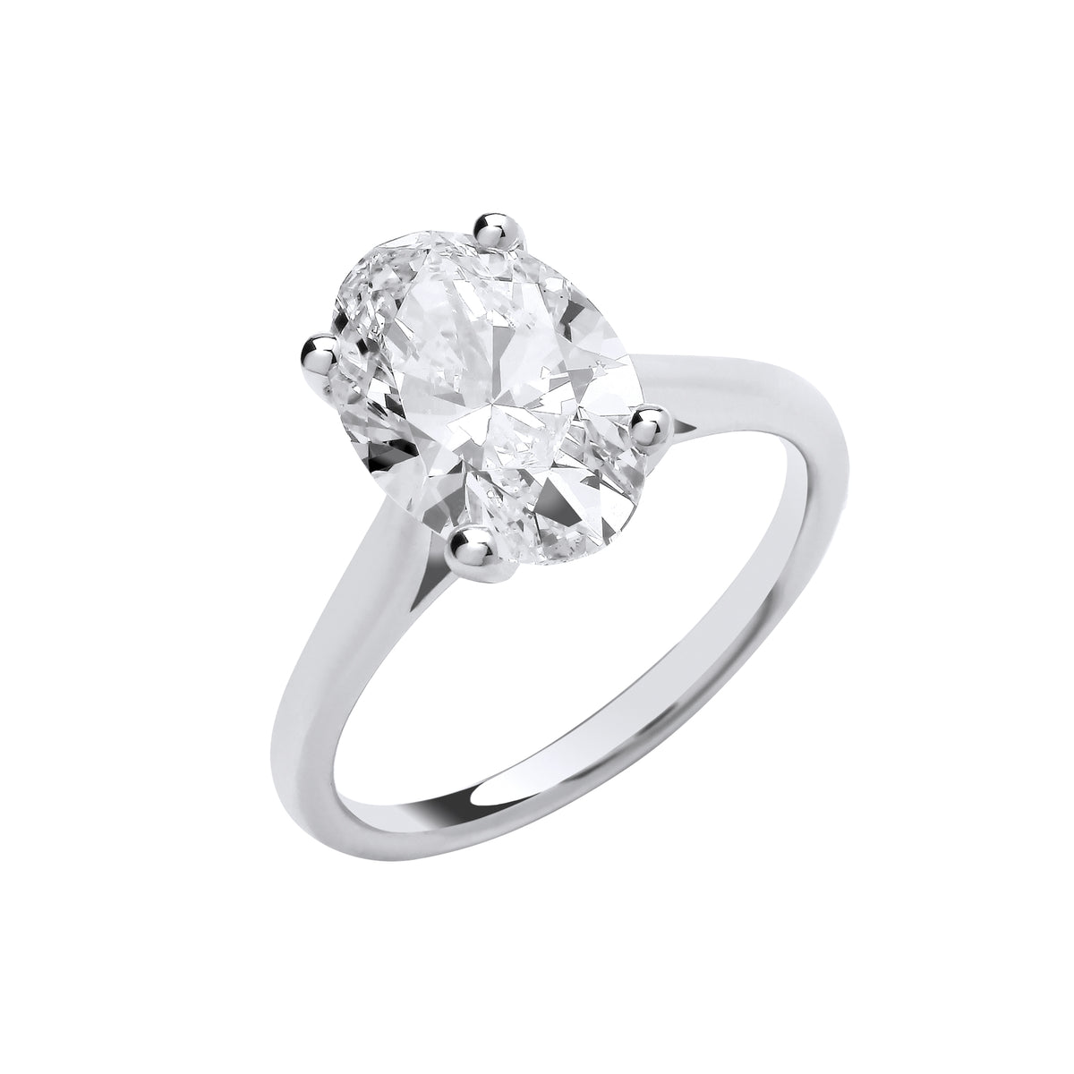 3.00ct Lab Grown Oval Cut Solitaire Diamond Engagement Ring 18K White Gold– IGI Certified