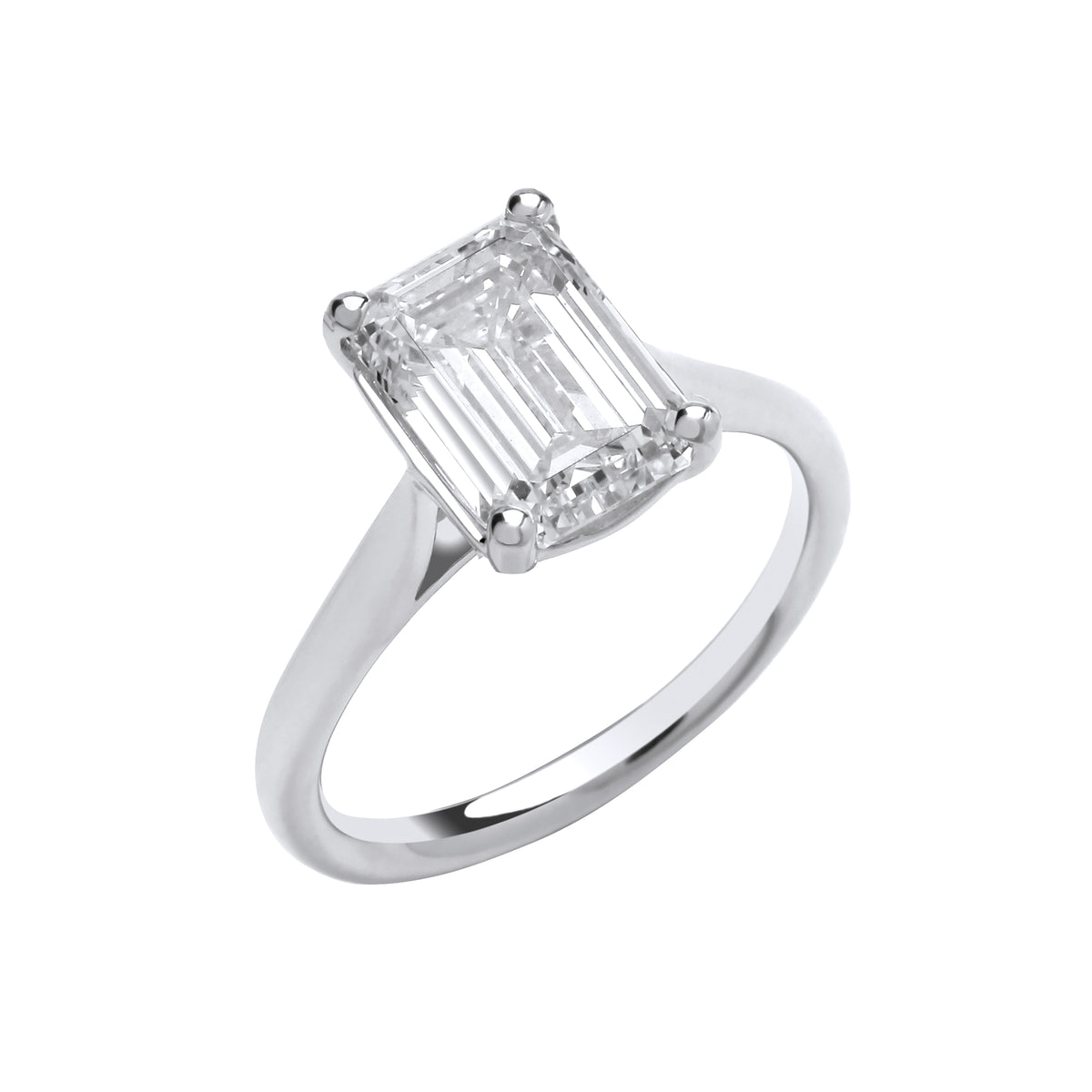 3.00ct Lab Grown Emerald Cut Solitaire Diamond Engagement Ring 18K White Gold– IGI Certified