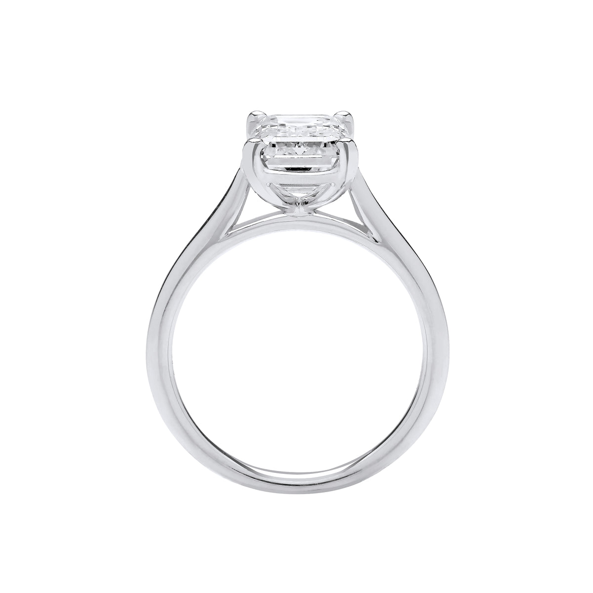 3.00ct Lab Grown Emerald Cut Solitaire Diamond Engagement Ring 18K White Gold– IGI Certified