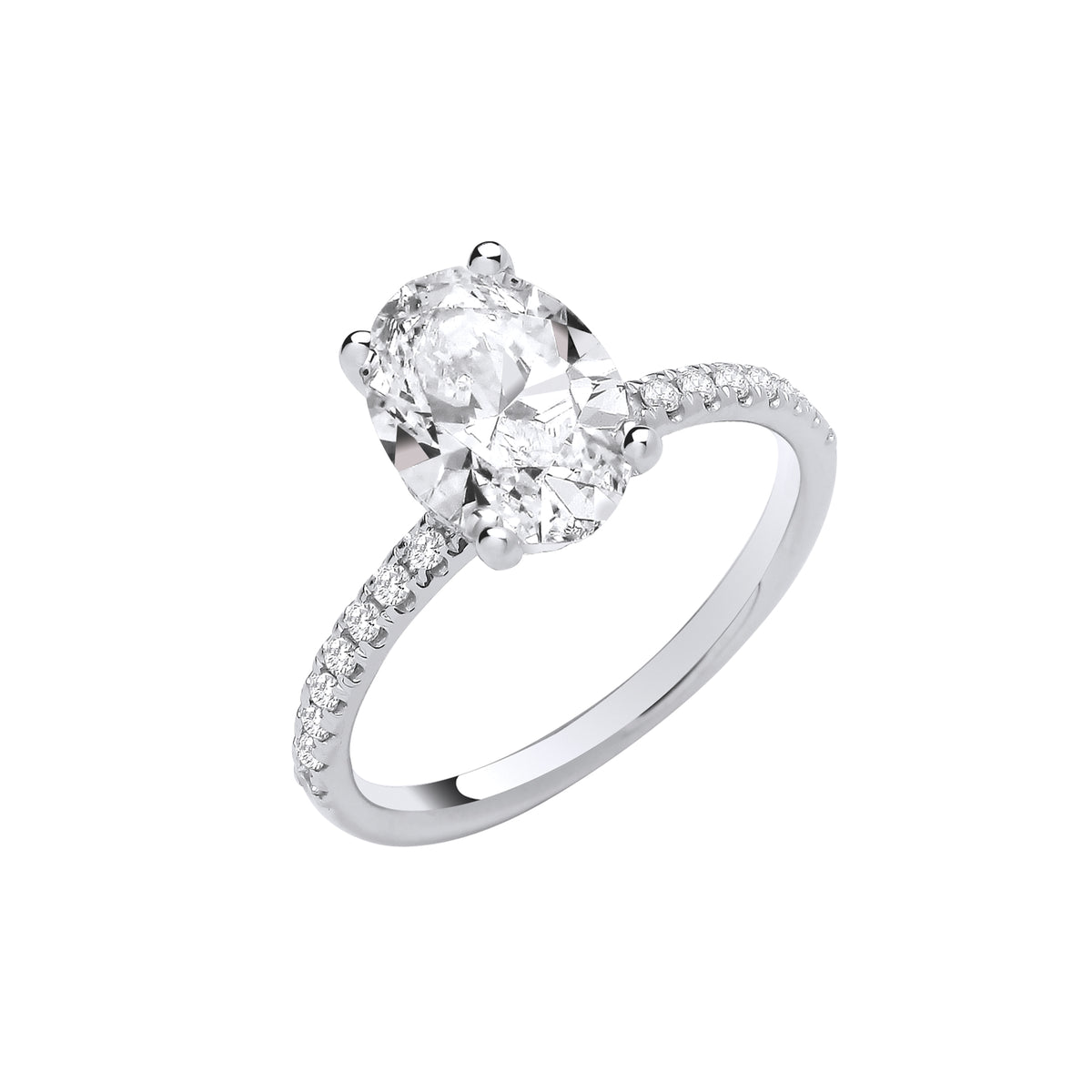 2.24ct Lab Grown Oval Hidden Halo Diamond Shoulder Engagement Ring 18K White Gold– IGI Certified