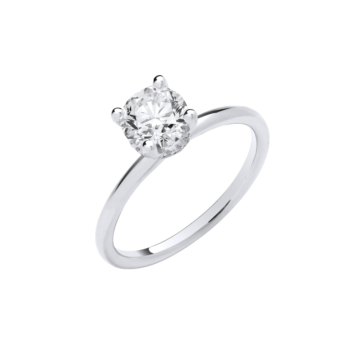 1.05ct Lab Grown Round Brilliant Hidden Halo Diamond Engagement Ring 18K White Gold– IGI Certified