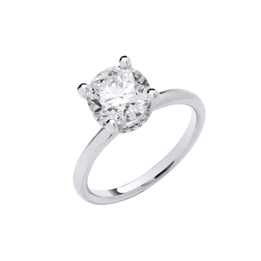 2.07ct Lab Grown Round Brilliant Hidden Halo Diamond Engagement Ring 18K White Gold– IGI Certified