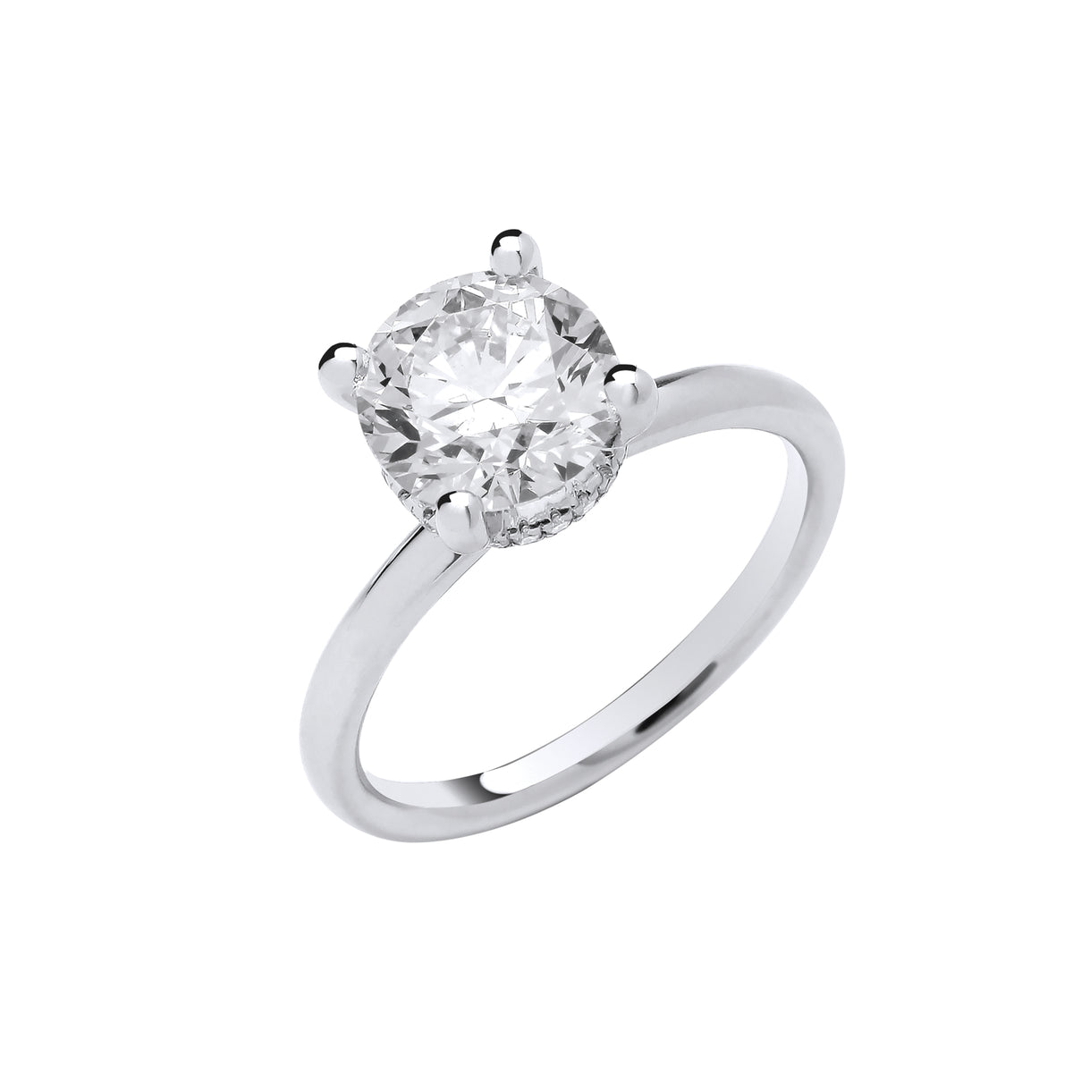 2.07ct Lab Grown Round Brilliant Hidden Halo Diamond Engagement Ring 18K White Gold– IGI Certified