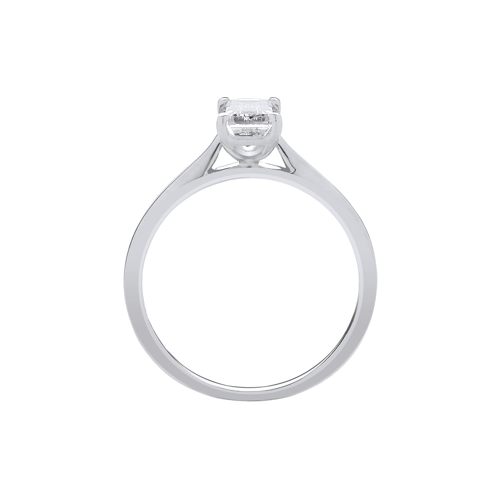 1.00ct Lab Grown Emerald Cut Solitaire Diamond Engagement Ring 18K White Gold– IGI Certified