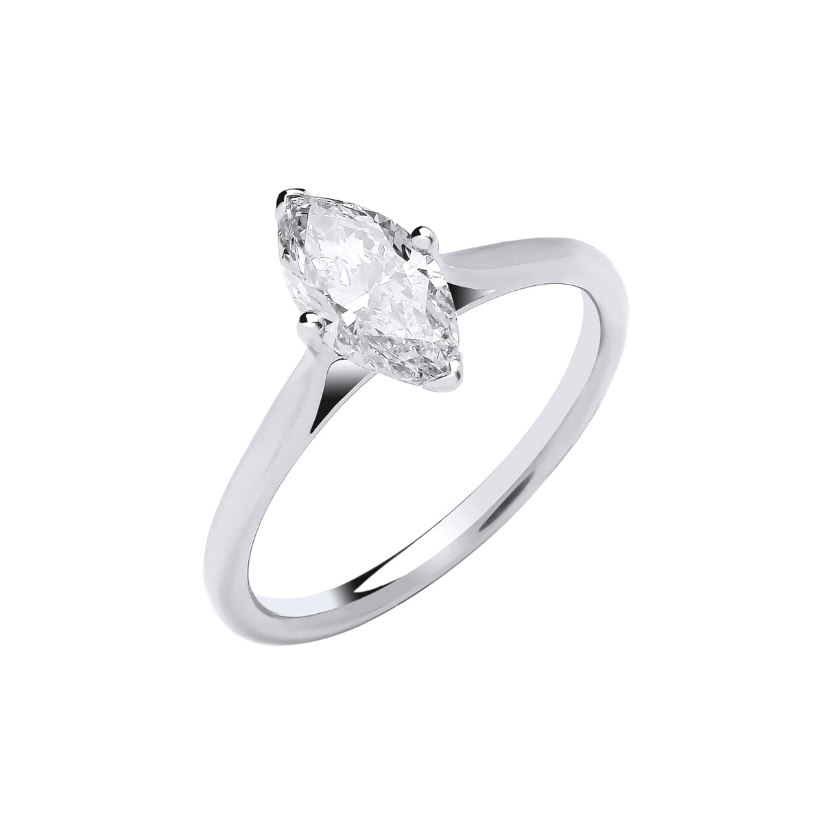 1.00ct Lab Grown Marquise Cut Solitaire Diamond Engagement Ring 18K White Gold – IGI Certified