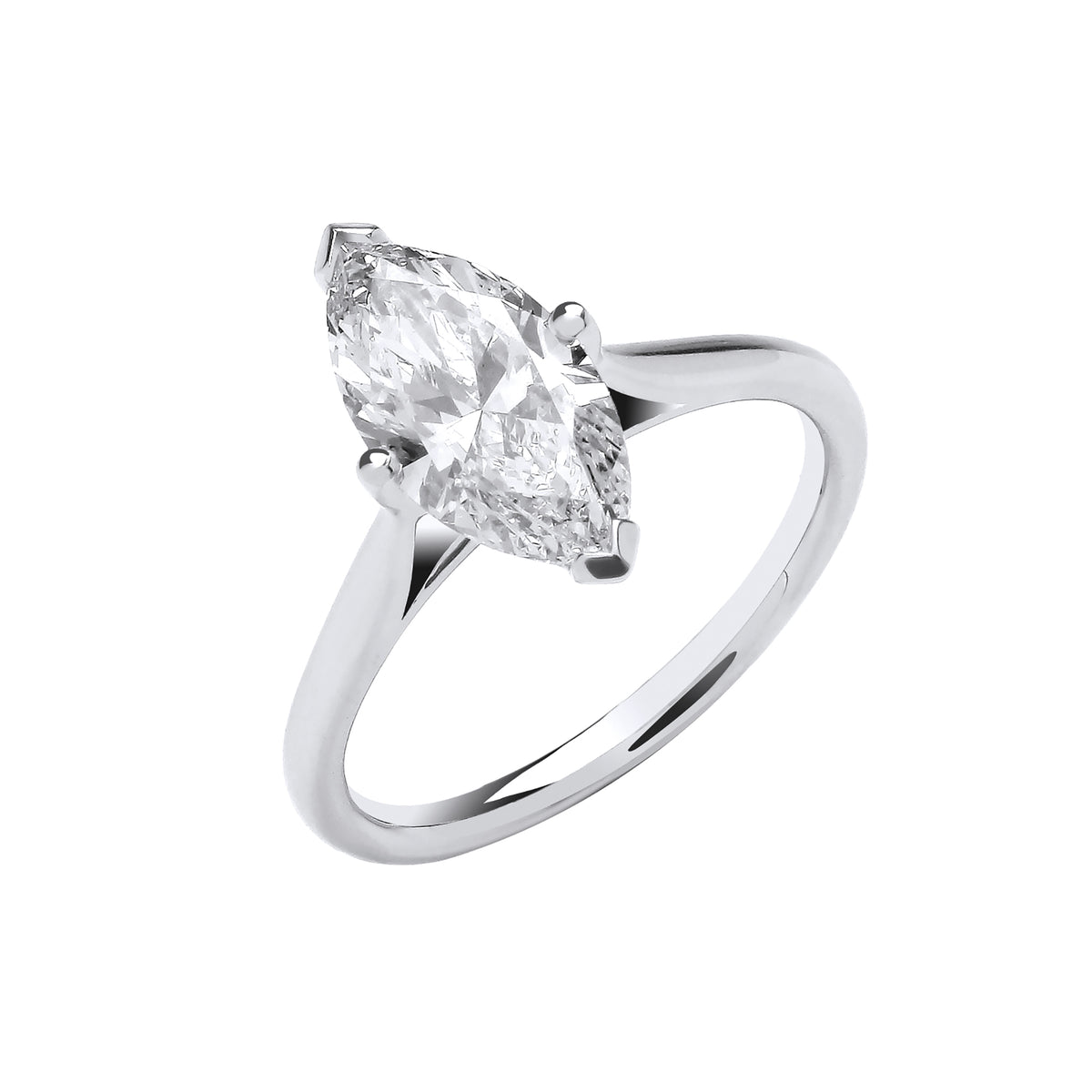 2.00ct Lab Grown Marquise Cut Solitaire Diamond Engagement Ring 18K White Gold – IGI Certified