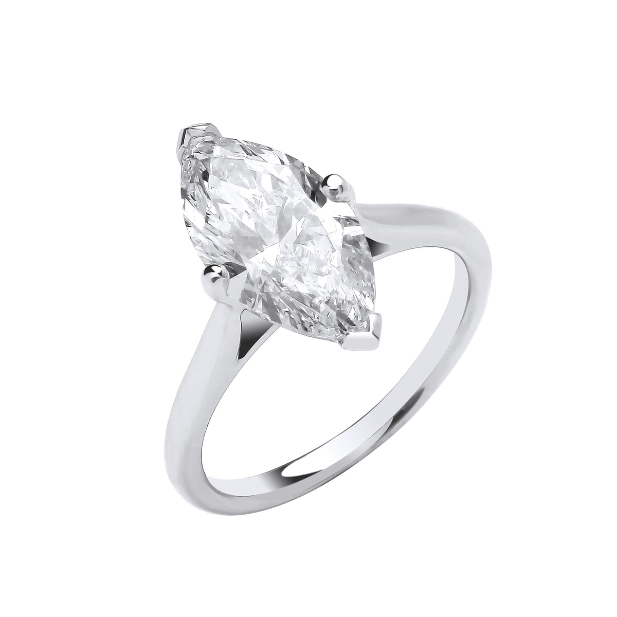 3.00ct Lab Grown Marquise Cut Solitaire Diamond Engagement Ring 18K White Gold – IGI Certified