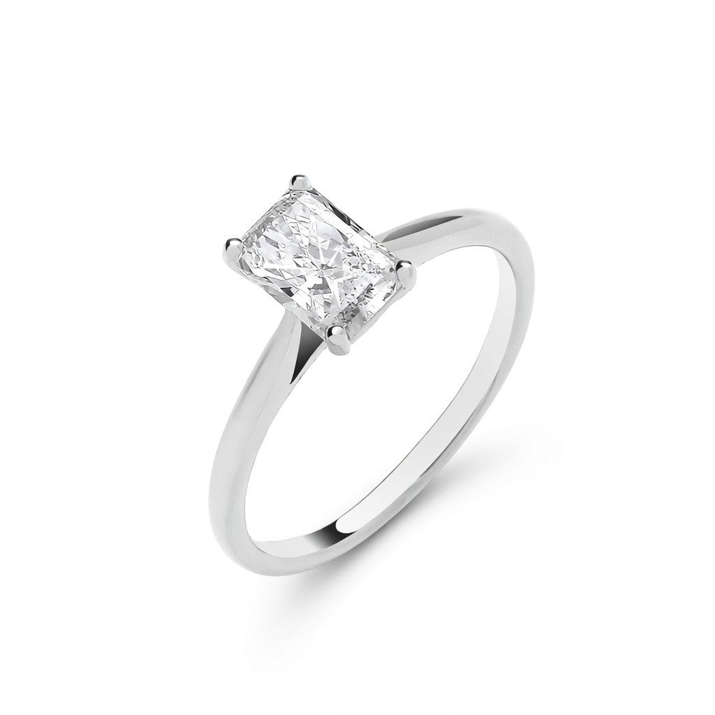 1.00ct Lab Grown Radiant Cut Solitaire Diamond Engagement Ring 18K White Gold – IGI Certified