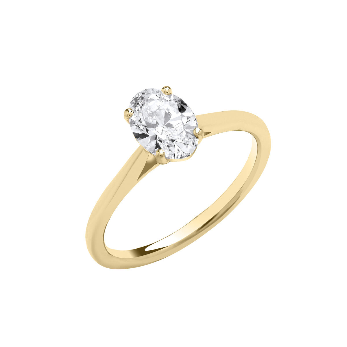 1.00ct Lab Grown Oval Cut Solitaire Diamond Engagement Ring 18K Yellow Gold – IGI Certified