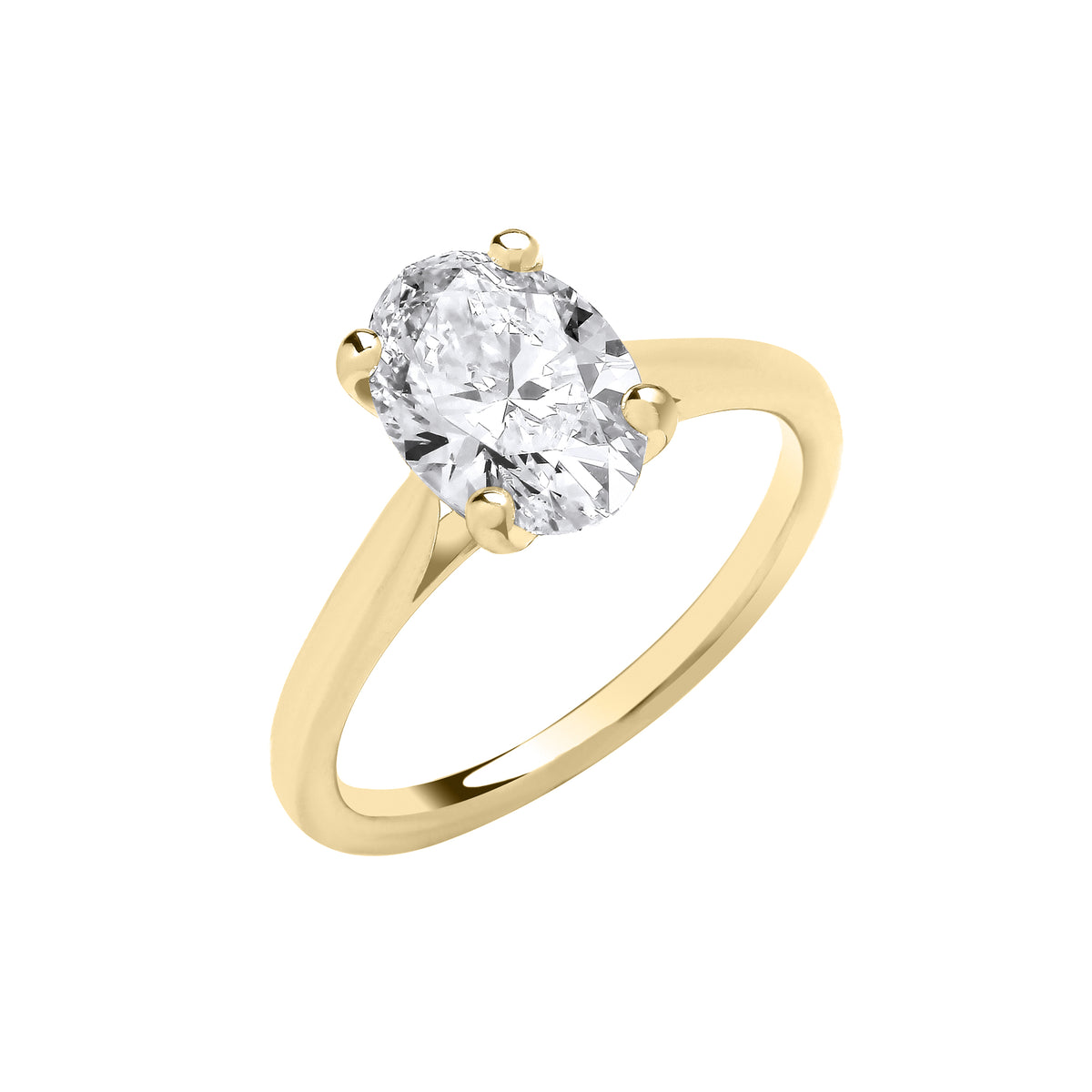 2.00ct Lab Grown Oval Cut Solitaire Diamond Engagement Ring 18K Yellow Gold – IGI Certified