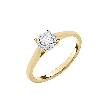 1.00ct Lab Grown Round Brilliant Solitaire Diamond Engagement Ring 18K Yellow Gold – IGI Certified