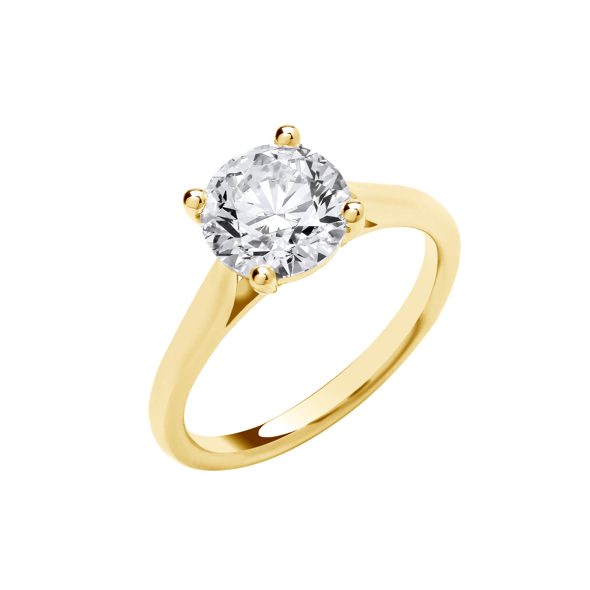 2.00ct Lab Grown Round Brilliant Solitaire Diamond Engagement Ring 18K Yellow Gold – IGI Certified