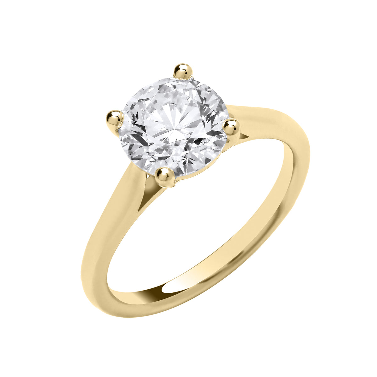 3.00ct Lab Grown Round Brilliant Solitaire Diamond Engagement Ring 18K Yellow Gold – IGI Certified