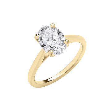 2.00ct Lab Grown Oval Cut Solitaire Diamond Engagement Ring 9K Yellow Gold – IGI Certified