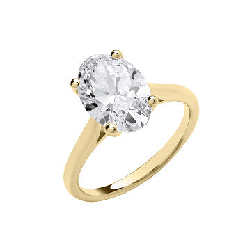 3.00ct Lab Grown Oval Cut Solitaire Diamond Engagement Ring 9K Yellow Gold – IGI Certified