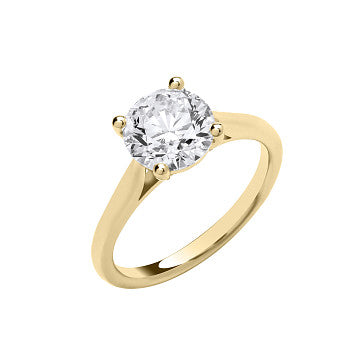 2.00ct Lab Grown Round Brilliant Solitaire Diamond Engagement Ring 9K Yellow Gold– IGI Certified