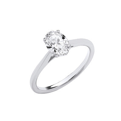 1.00ct Lab Grown Oval Cut Solitaire Diamond Engagement Ring 9K White Gold – IGI Certified