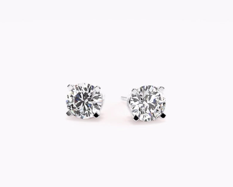 1.00ct Total Diamond Stud Earrings – 4 Prong Basket Set push backs GIA/ IGI certified