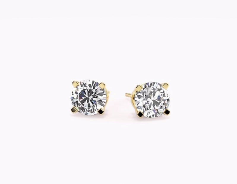 1.00ct Total Diamond Stud Earrings – 4 Prong Basket Set push backs GIA/ IGI certified
